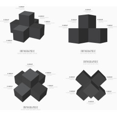 矢量手绘黑色立体正方体