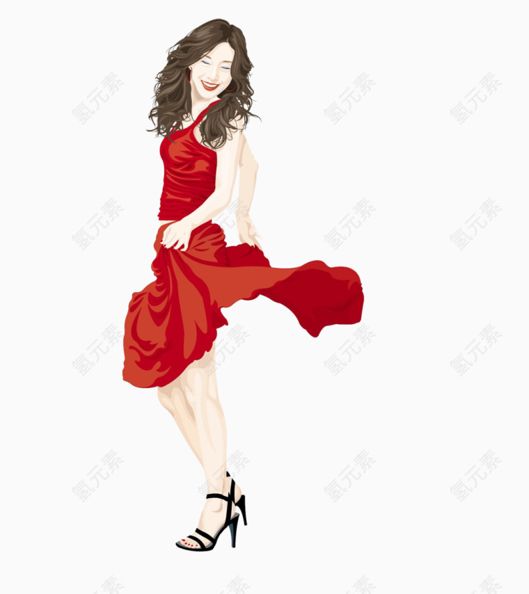 红色连衣裙