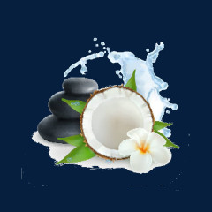 椰子能量石与水花喷溅