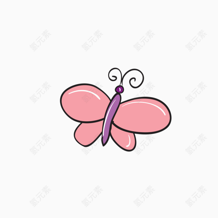 手绘粉红色蝴蝶