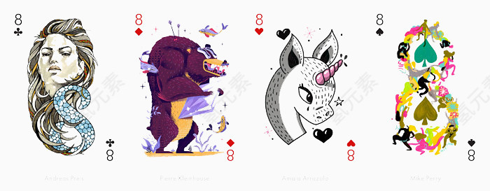 创意扑克牌插图设计