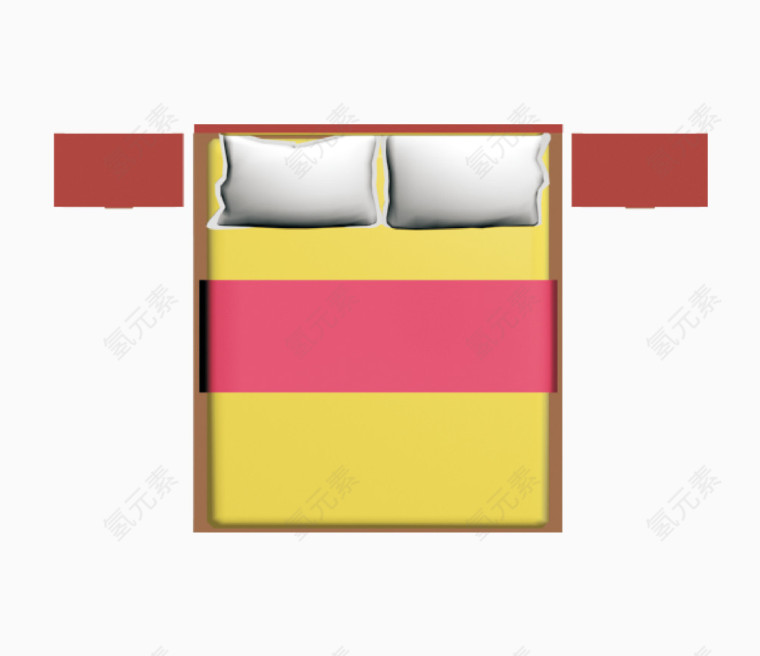 彩平图户型图彩色布艺床床头柜
