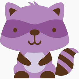 可爱的卡通紫色浣熊免抠素材