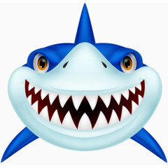 手绘尖牙大蓝鲨