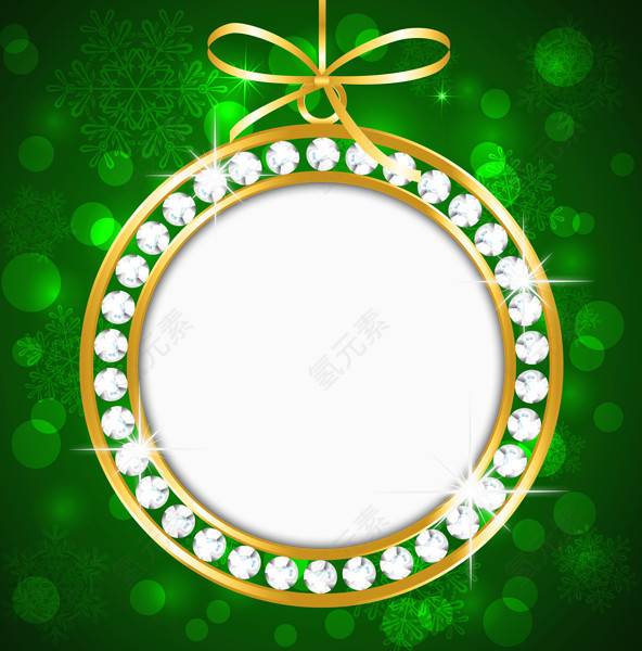 镶宝石的绿色镜框