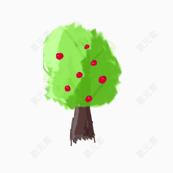 卡通绿色苹果树