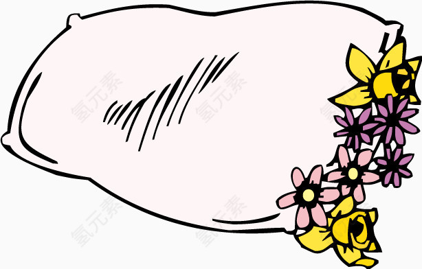 卡通粉色花朵枕头矢量