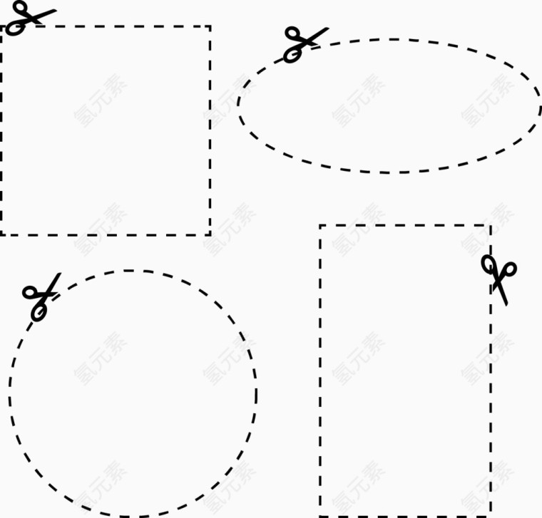 矢量手绘沿虚线剪裁标志