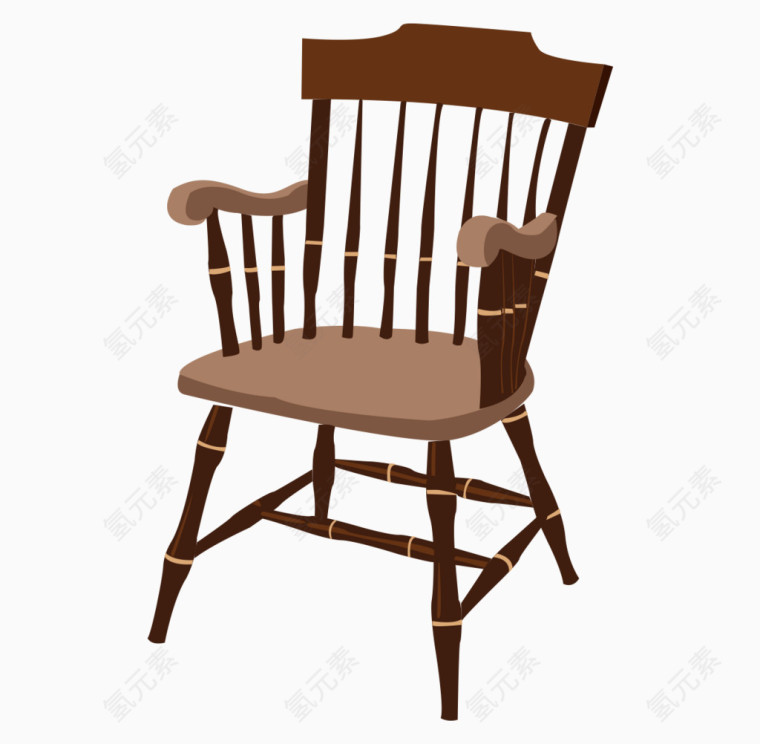 矢量家具拟真实物木椅