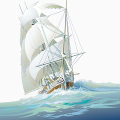 帆船海洋手绘