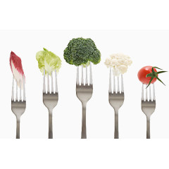 叉子上的蔬菜