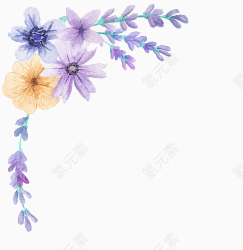 大紫色花图片背景边框素材