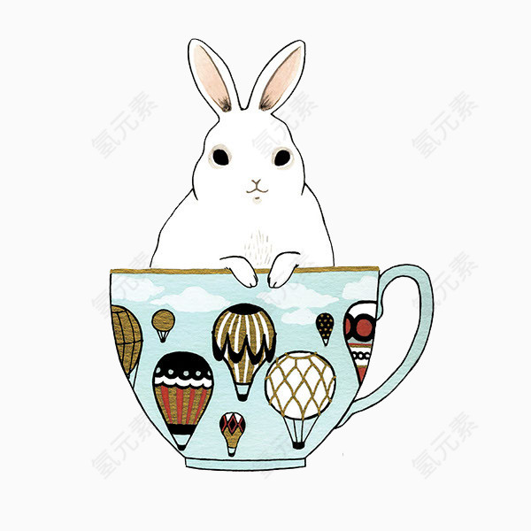 坐在杯子里的兔子