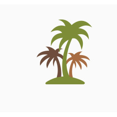 矢量彩色海滩椰树
