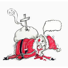 受伤圣诞老人插画