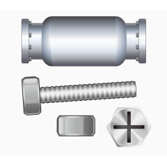 矢量银色螺丝螺母