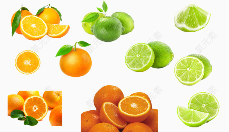 矢量柠檬橘子水果
