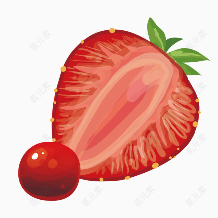 矢量红色水果逼真草莓