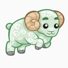 矢量绿色卡通可爱小羊