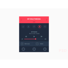 扁平化音乐播放器UI界面PSD文件