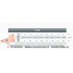鞋子尺码测量表