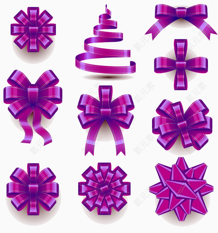 精美紫色丝带蝴蝶结矢量素材