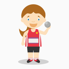卡通铅球运动员少女