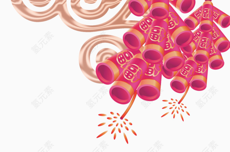 红色大气鞭炮装饰图案