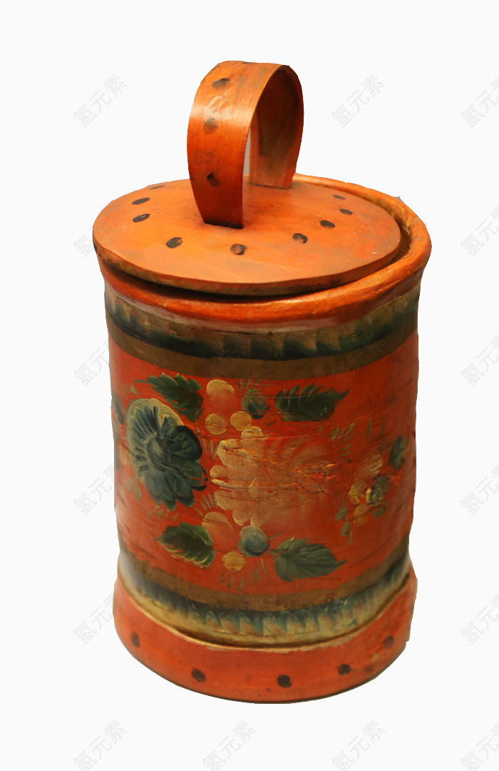 俄罗斯族红木带盖罐