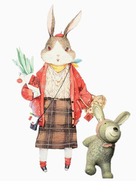 手绘兔妈妈和小兔子