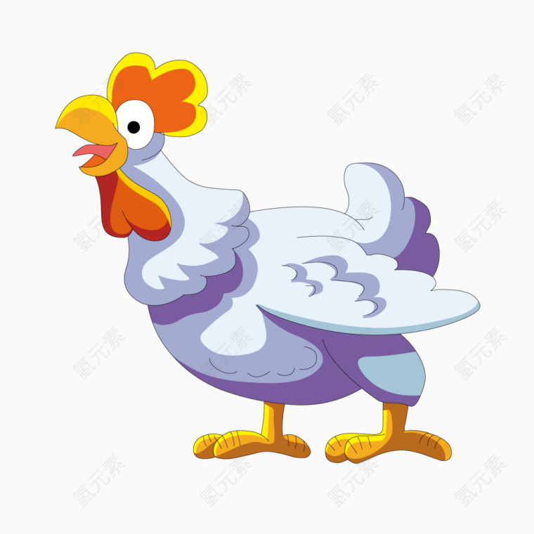 矢量鸡鸭鹅紫色大公鸡质感