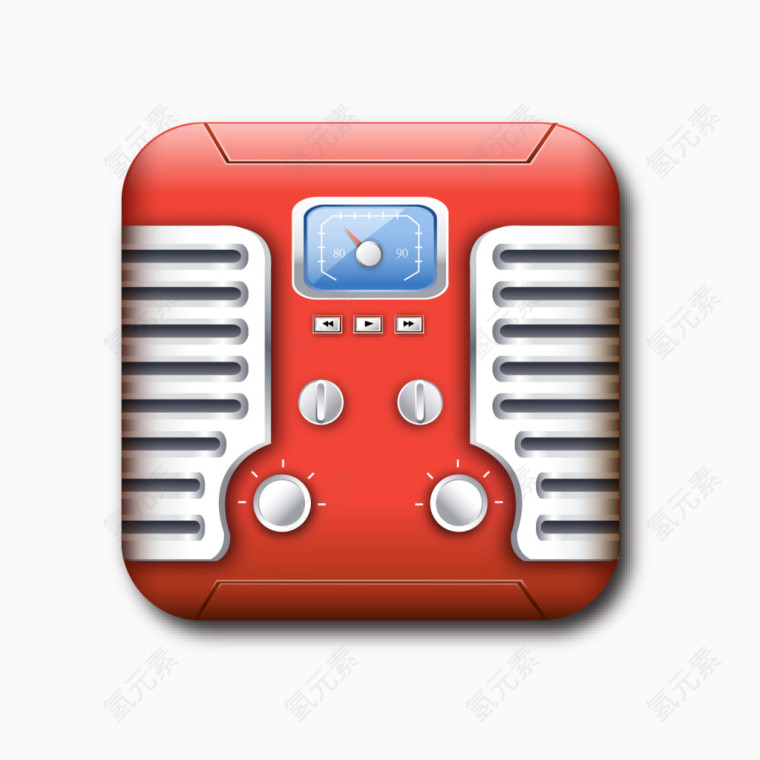 红色收音机图案