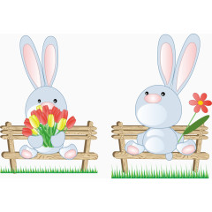 矢量长椅上的兔子