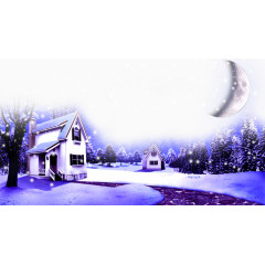 冬日蓝色系房子