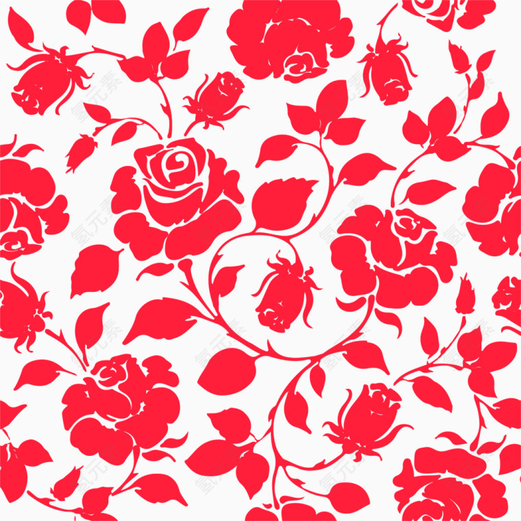 红色花朵装饰图案矢量图