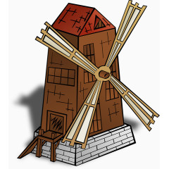 木头材质风车建筑