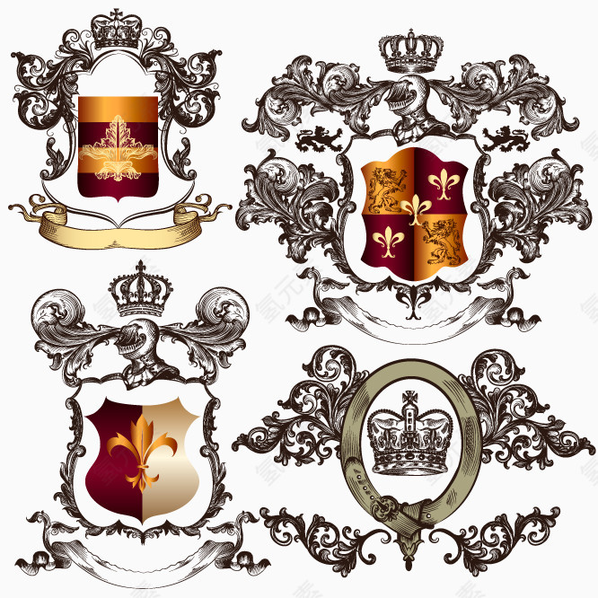 古典皇家徽章设计矢量素材