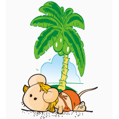 卡通椰子树和老鼠