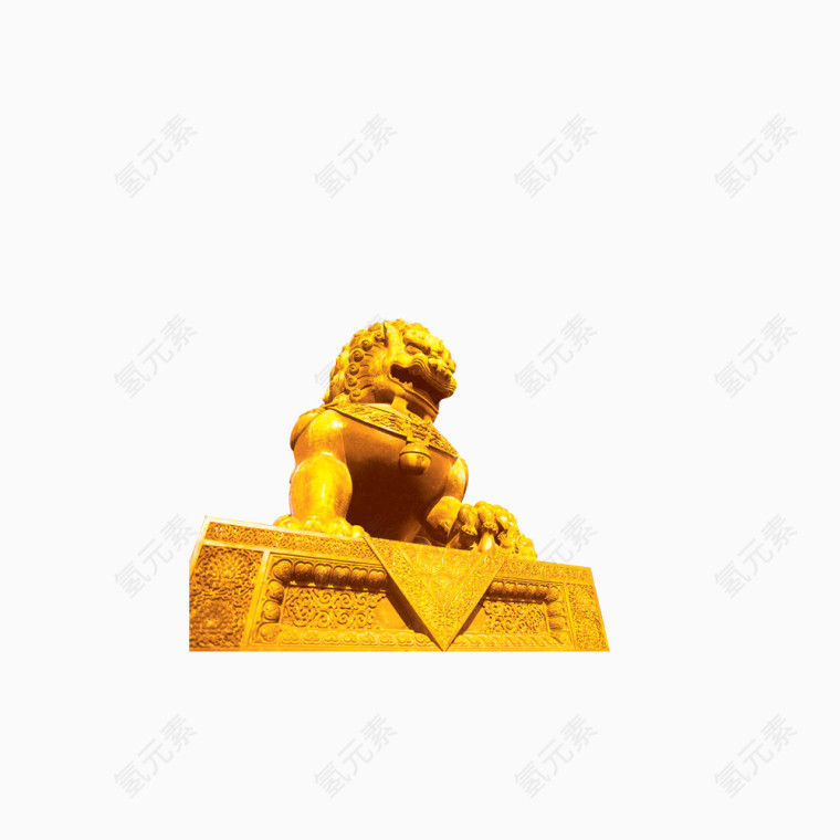 金色石雕狮子