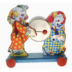 敲锣的小丑和滑板车