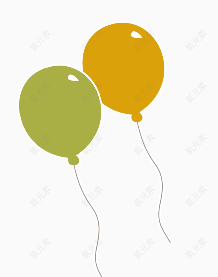 黄色气球和蓝色气球