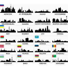 矢量各国城市黑白剪影1