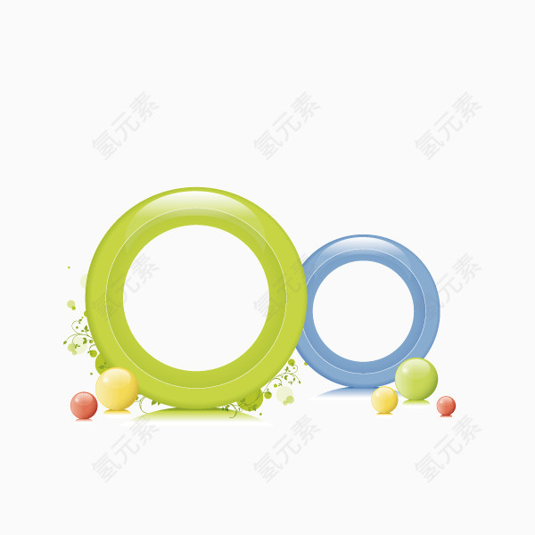 圆环 字母O 淡蓝色淡绿色 背景装饰 文案背景元素
