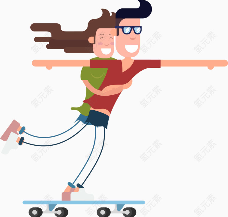 滑板运动员夫妇矢量素材