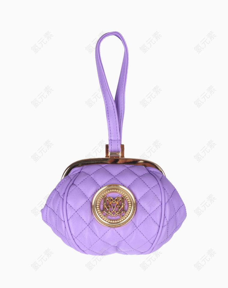 女士绗缝紫色手拿包