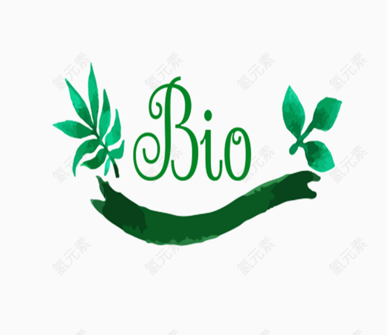 矢量卡通绿条幅bio