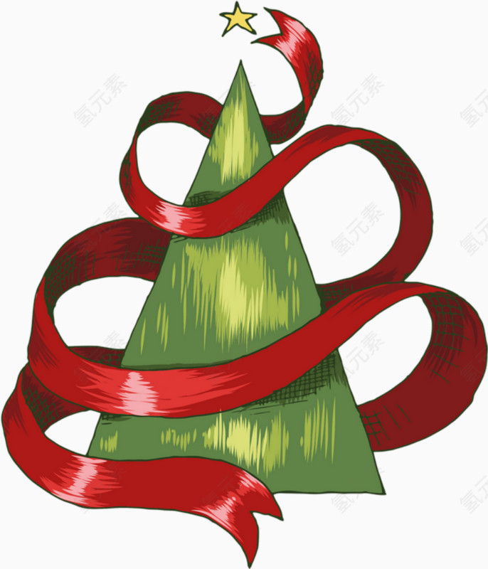卡通手绘圣诞节装饰松树