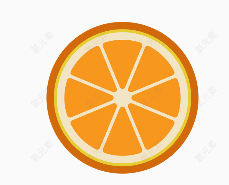 矢量橘黄色圆形柠檬片