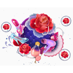 彩绘水晶鞋花卉背景图案