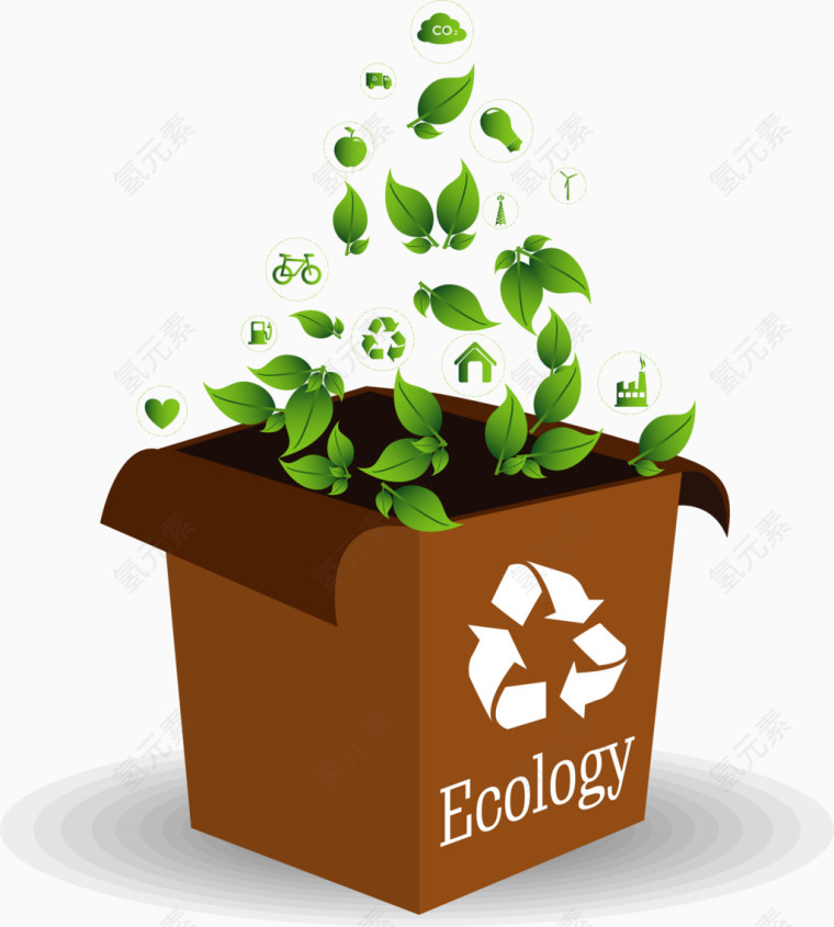 矢量生态环保纸盒